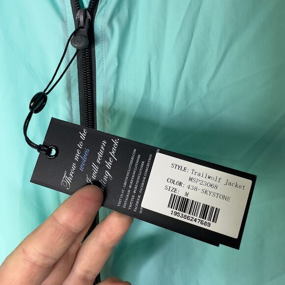 Greyson Men's Medium Trailwolf Jacket Lightweight Running Skystone Blue Full Zip - Picture 4 of 5